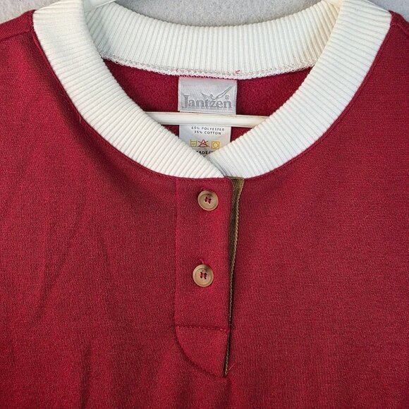 1980s Jantzen Country Gear Small Henley Colorblock Drawstring Hem Deadstock - Picture 2 of 9